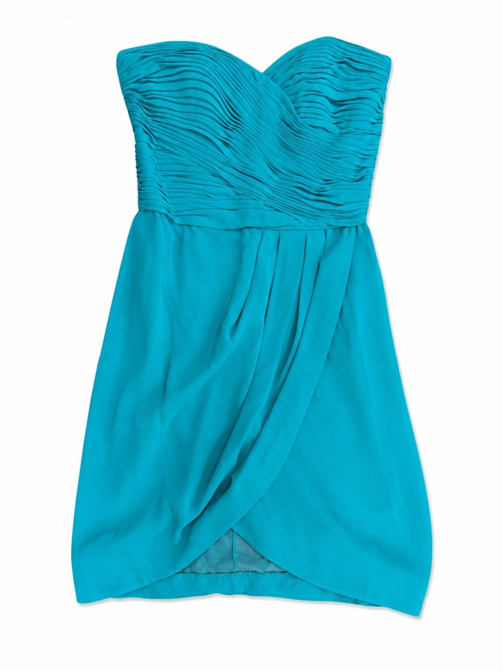 Strapless Ruched Sweetheart Dress in Teal, 100% Silk Size 2P